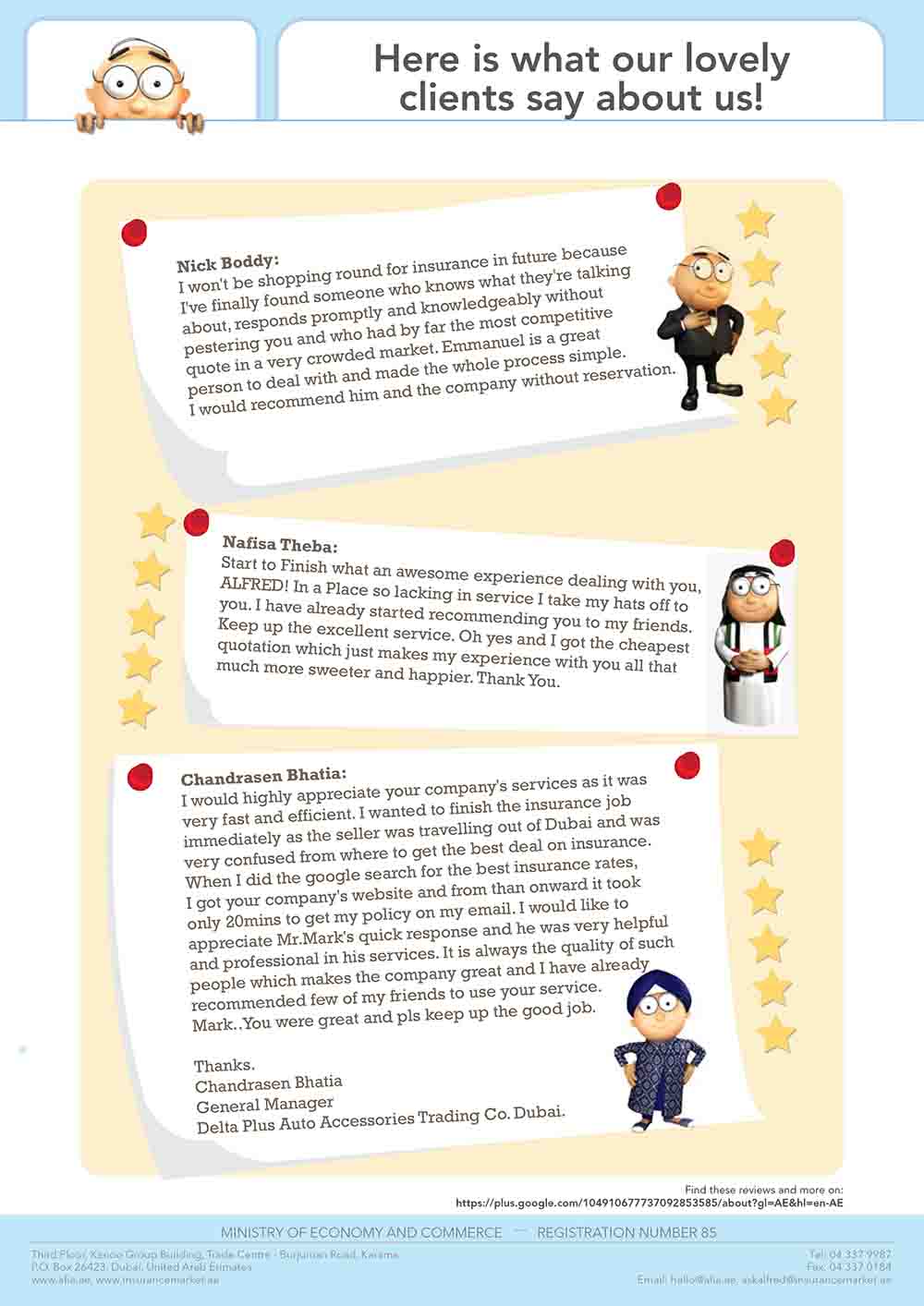 Customer Reviews about Alfred's InsuranceMarket.ae