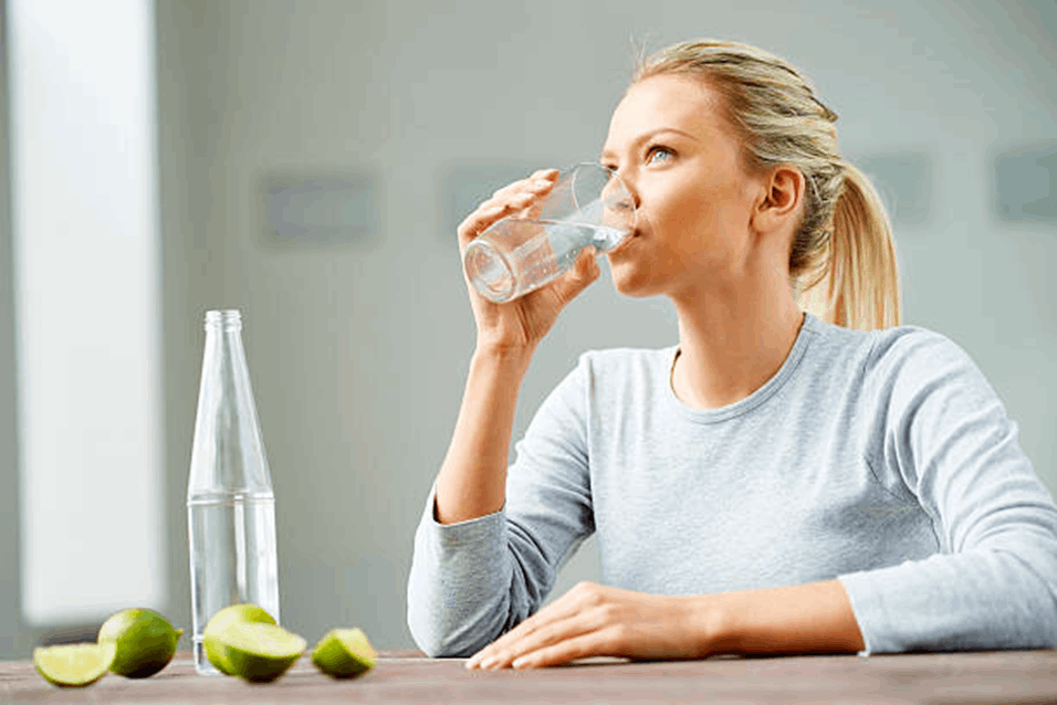 women drinking water